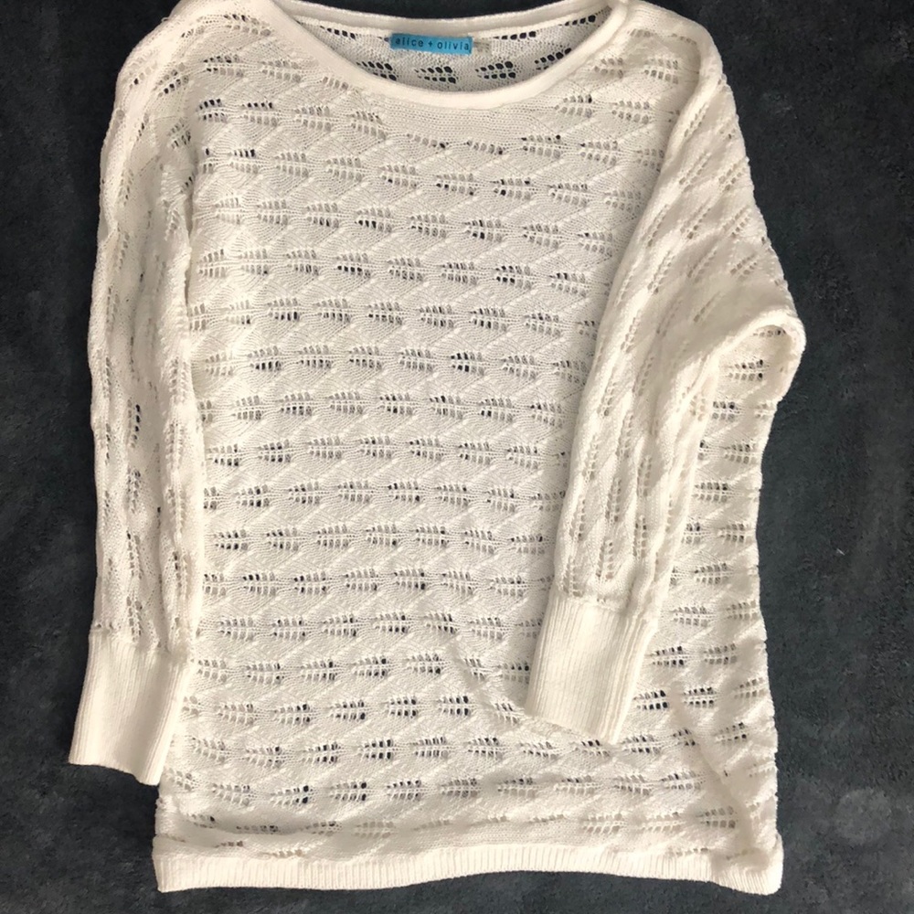 Alice + Olivia White Crochet Sweater